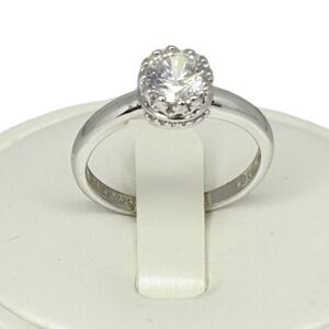 Cubic Zirconia 925 Sterling Silver Round Halo Ring SZ 7 Promise Ring Engagement